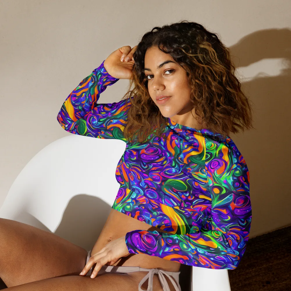 Psychedelic Rapture on Long Sleeve Crop Top — Left Front