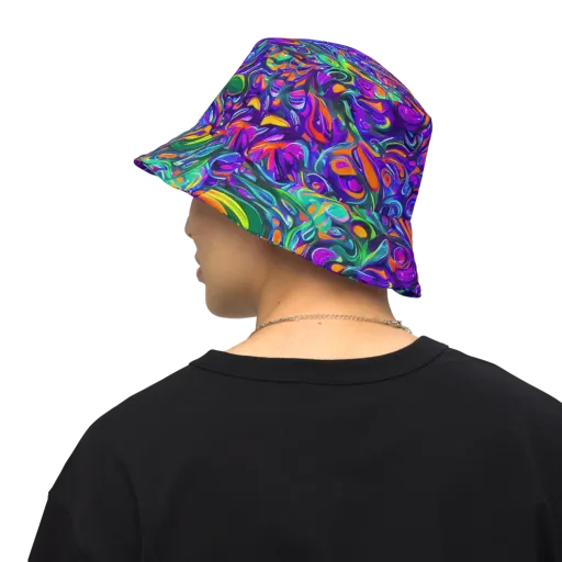Psychedelic Rapture on a Reversible Bucket Hat