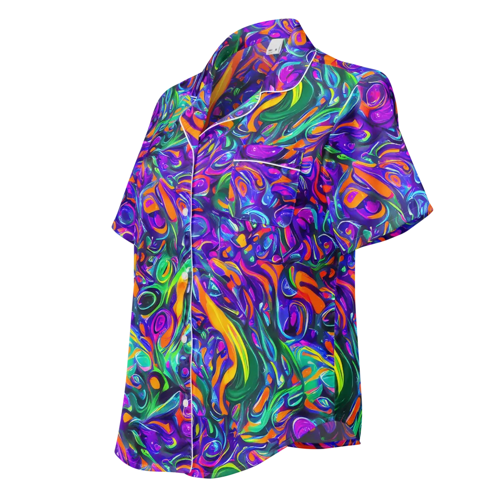 Psychedelic Rapture on Women's Short Sleeve Pajama Top — Left Front