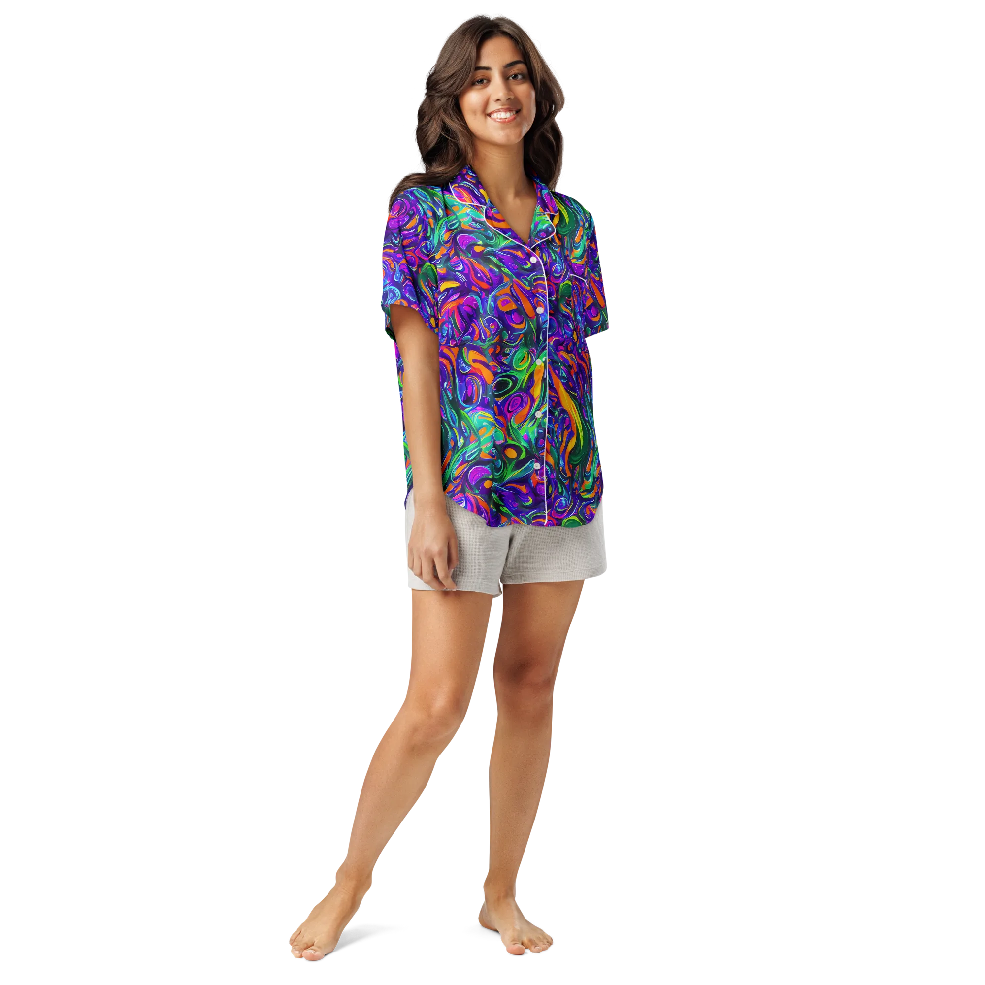 Psychedelic Rapture on Women's Short Sleeve Pajama Top — Front
