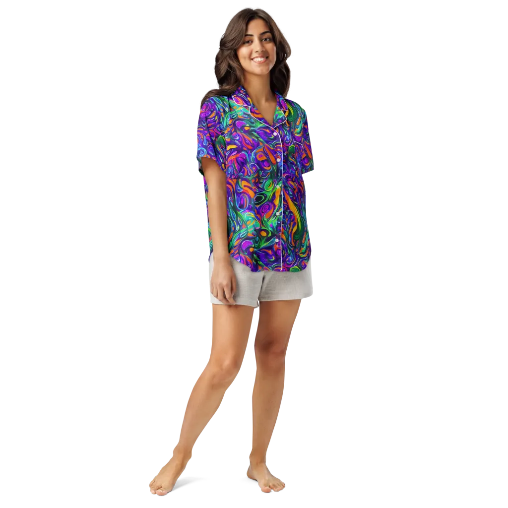 Psychedelic Rapture on Women's Short Sleeve Pajama Top — Front