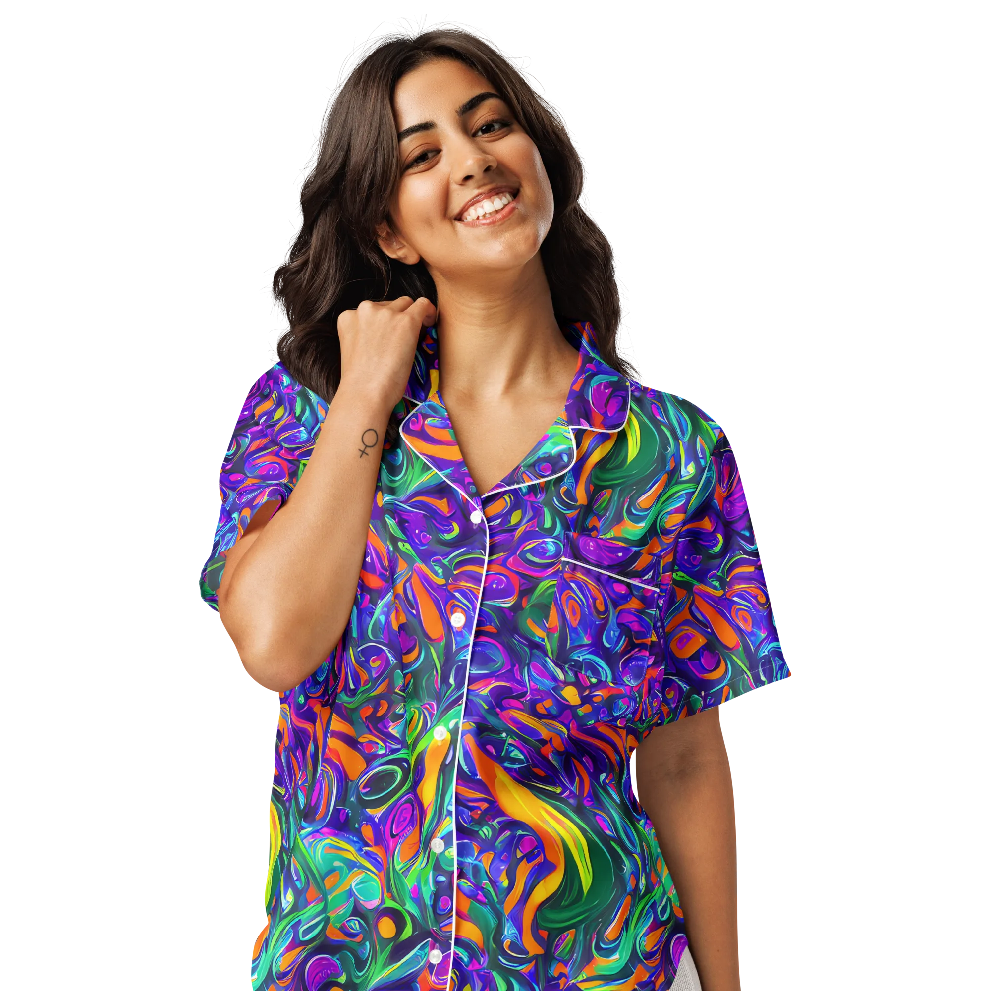 Psychedelic Rapture on Women's Short Sleeve Pajama Top — Front
