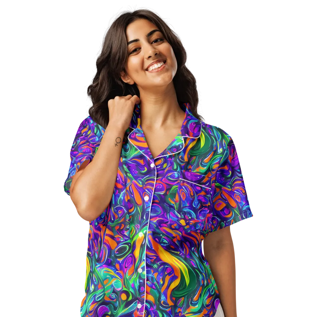 Psychedelic Rapture on Women's Short Sleeve Pajama Top — Front