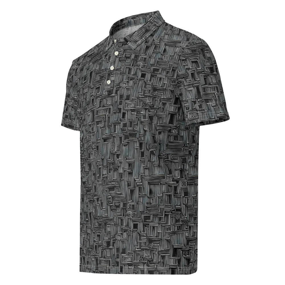 Linear Obsession on Men's Slim Fit Polo Shirt — Left Front
