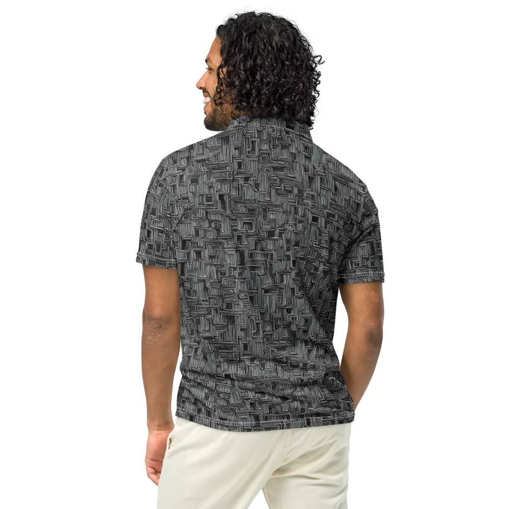 Linear Obsession on Men's Slim Fit Polo Shirt — Back