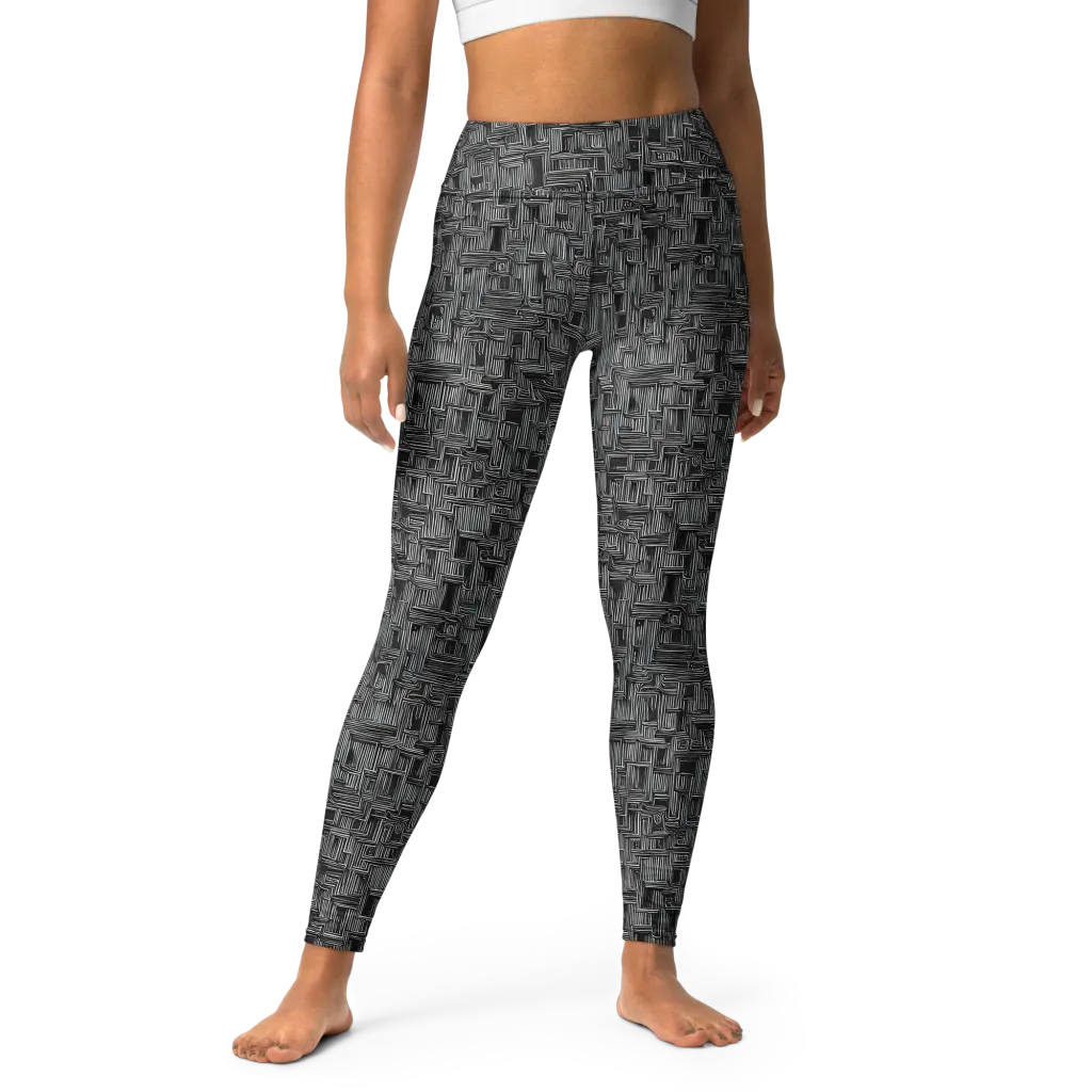 Linear Obsession on Yoga Leggings — Front