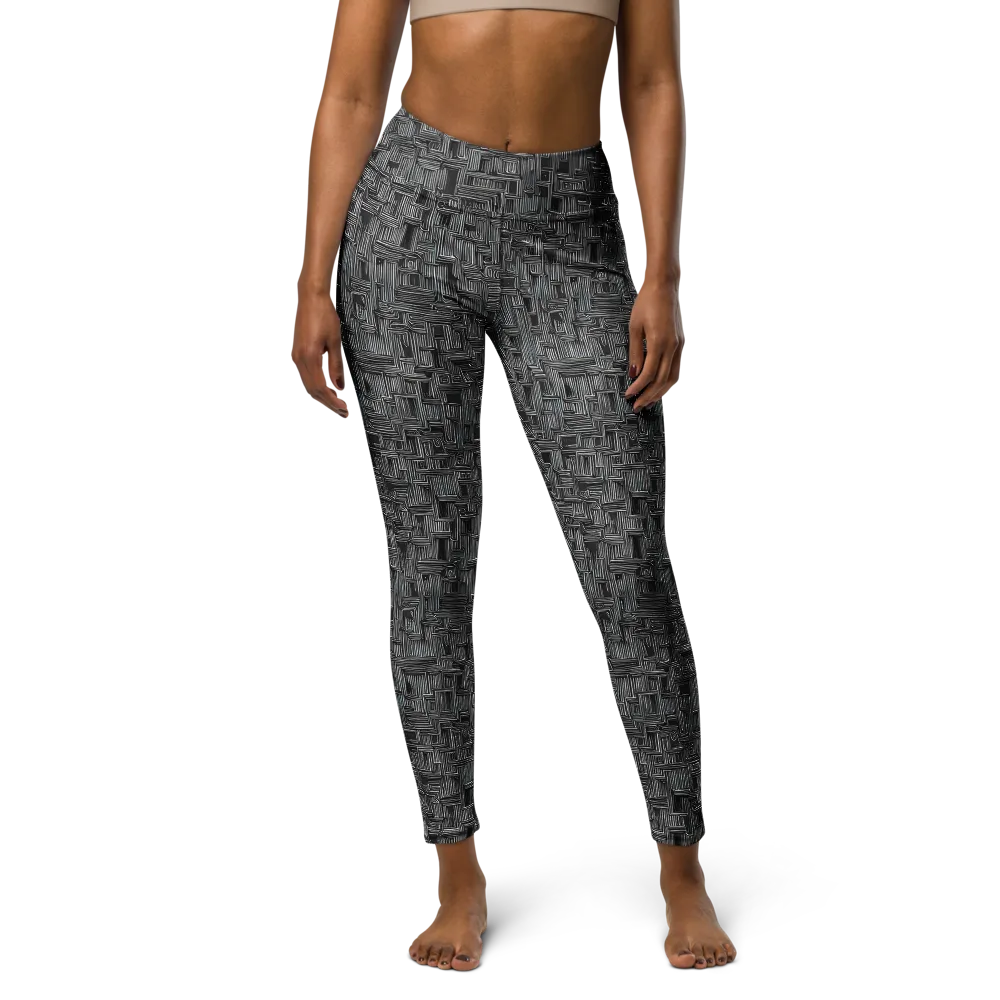 Linear Obsession on Yoga Leggings — Front