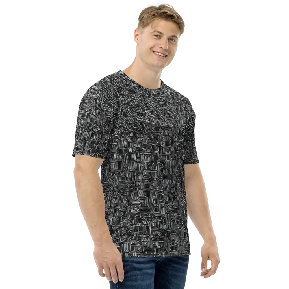 Linear Obsession on Men's Crew Neck T-Shirt — Right