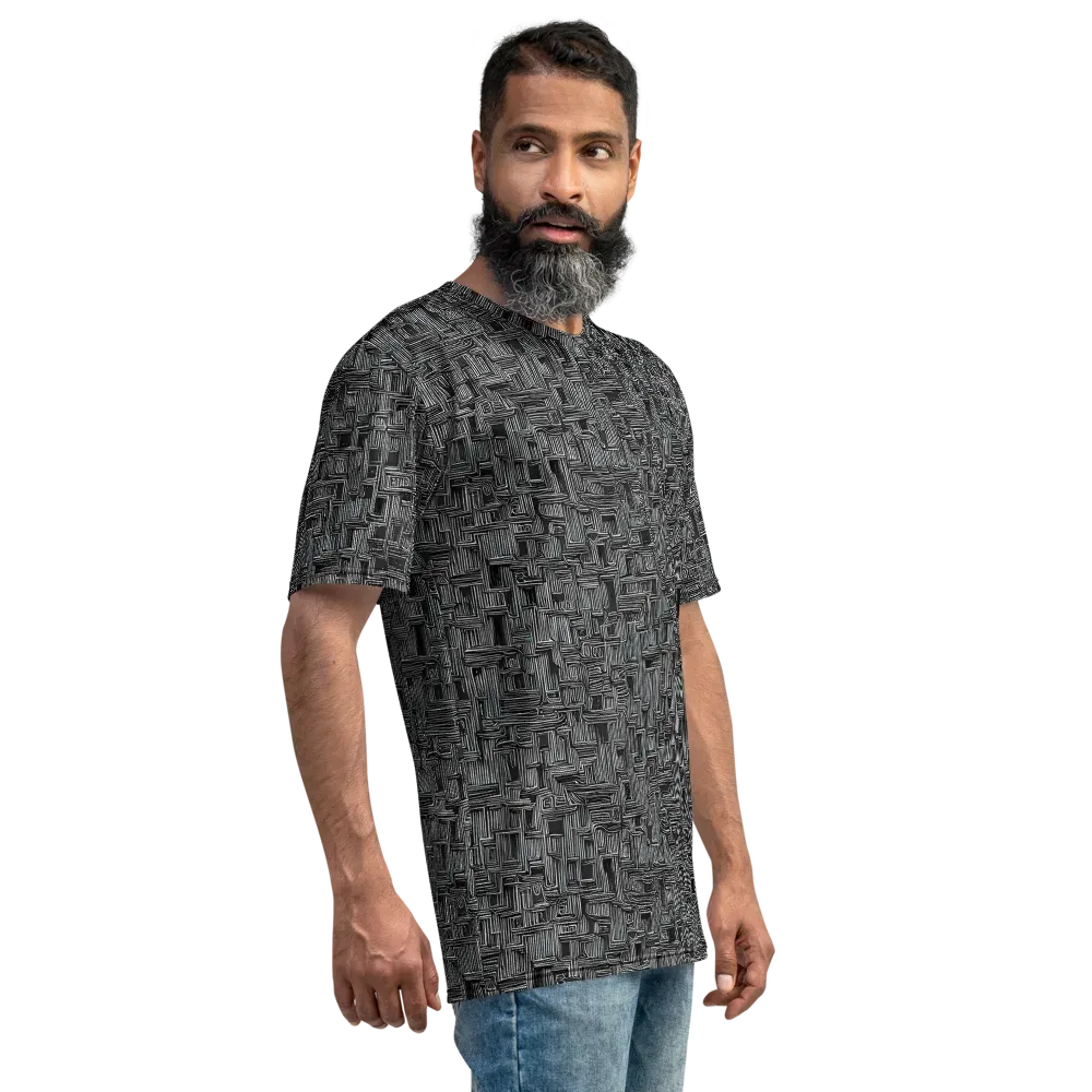 Linear Obsession on Men's Crew Neck T-Shirt — Right