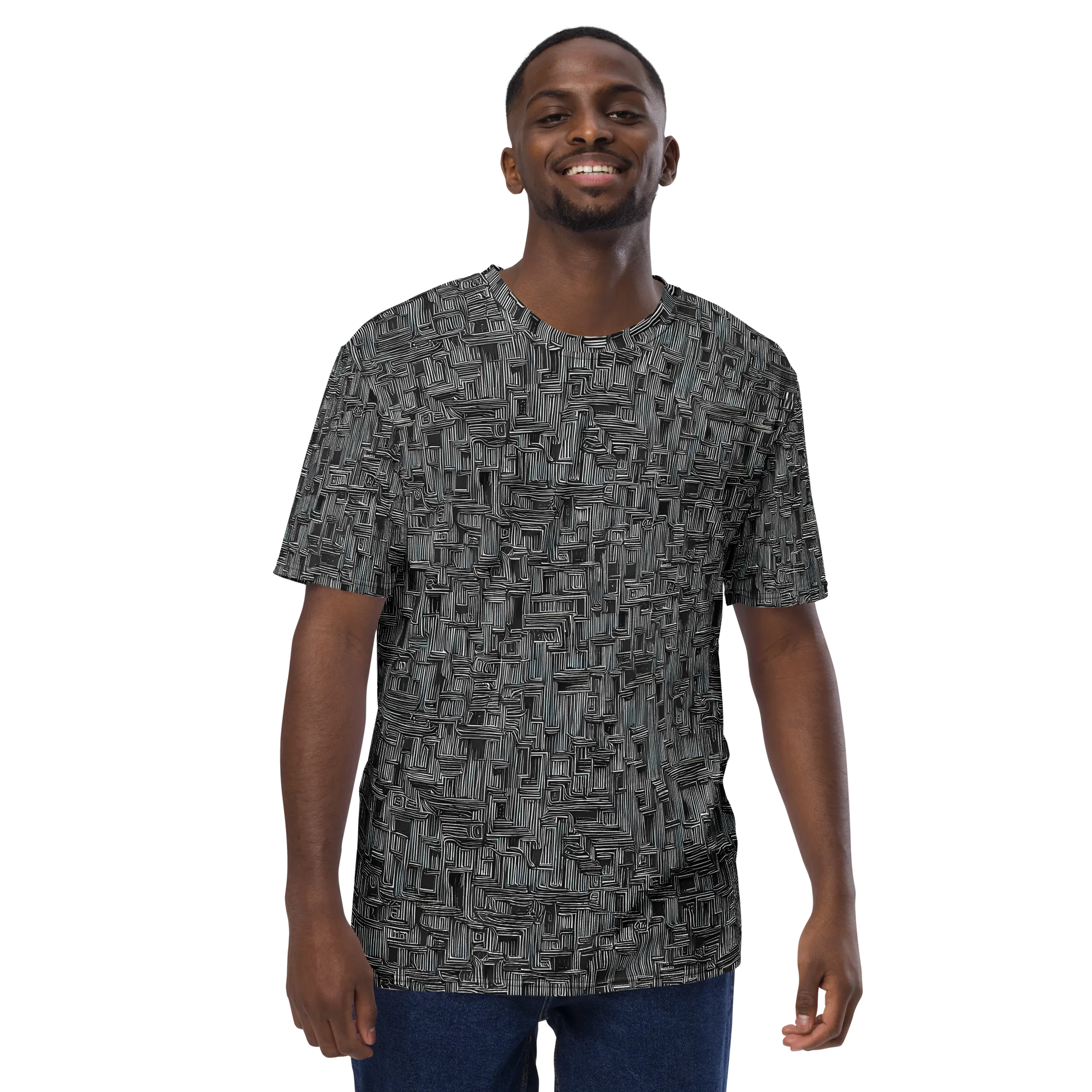 Linear Obsession on Men's Crew Neck T-Shirt — Front