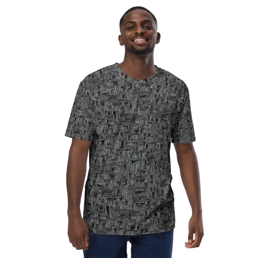 Linear Obsession on a Men's Crew Neck T-Shirt