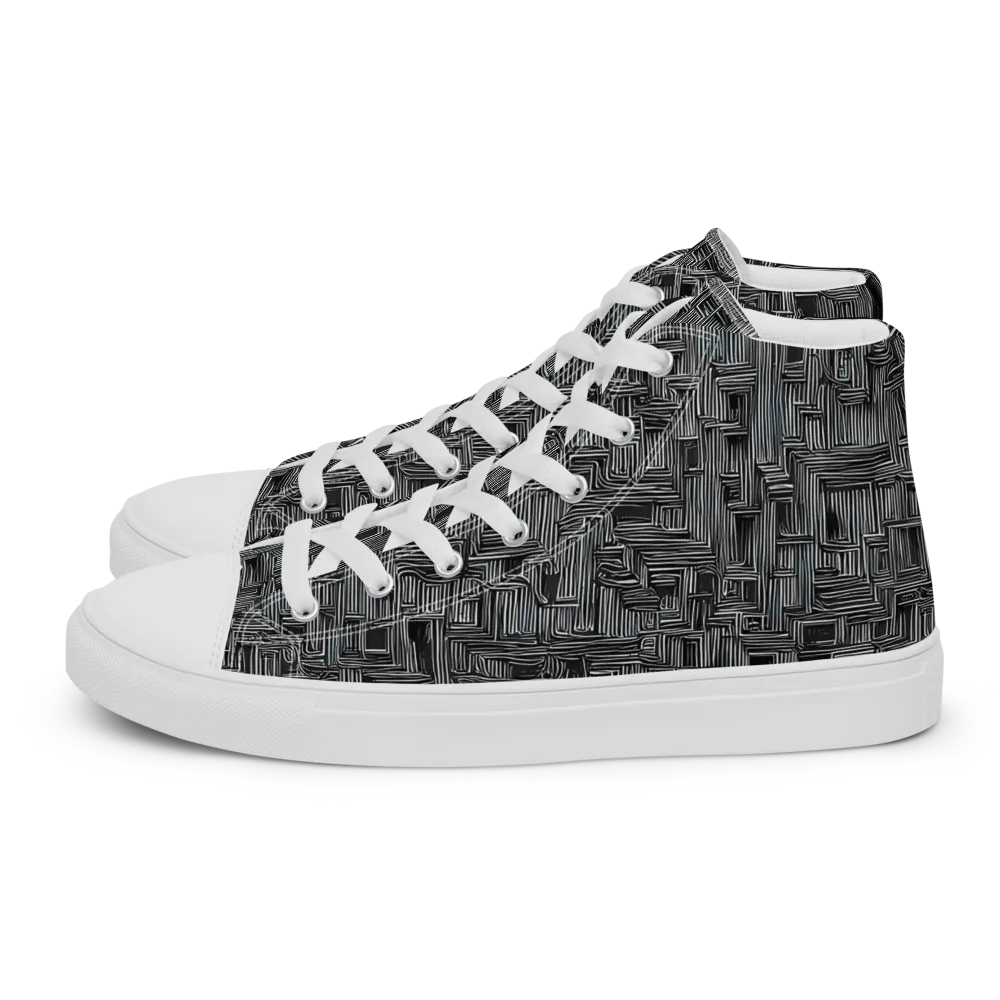 Linear Obsession on Men's High Top Canvas Shoes — Left