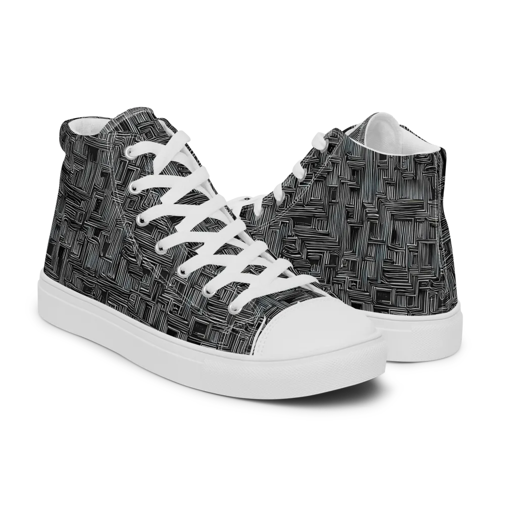 Linear Obsession on Men's High Top Canvas Shoes — Right