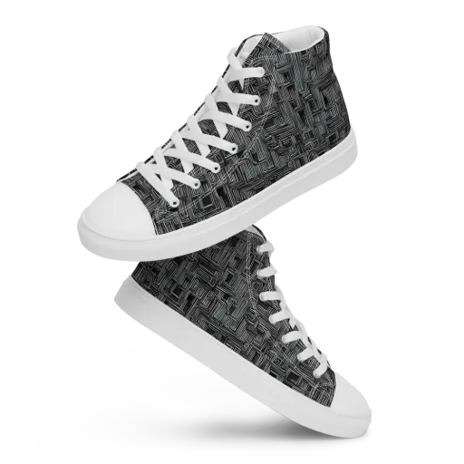 Linear Obsession on a Men's High Top Canvas Shoes