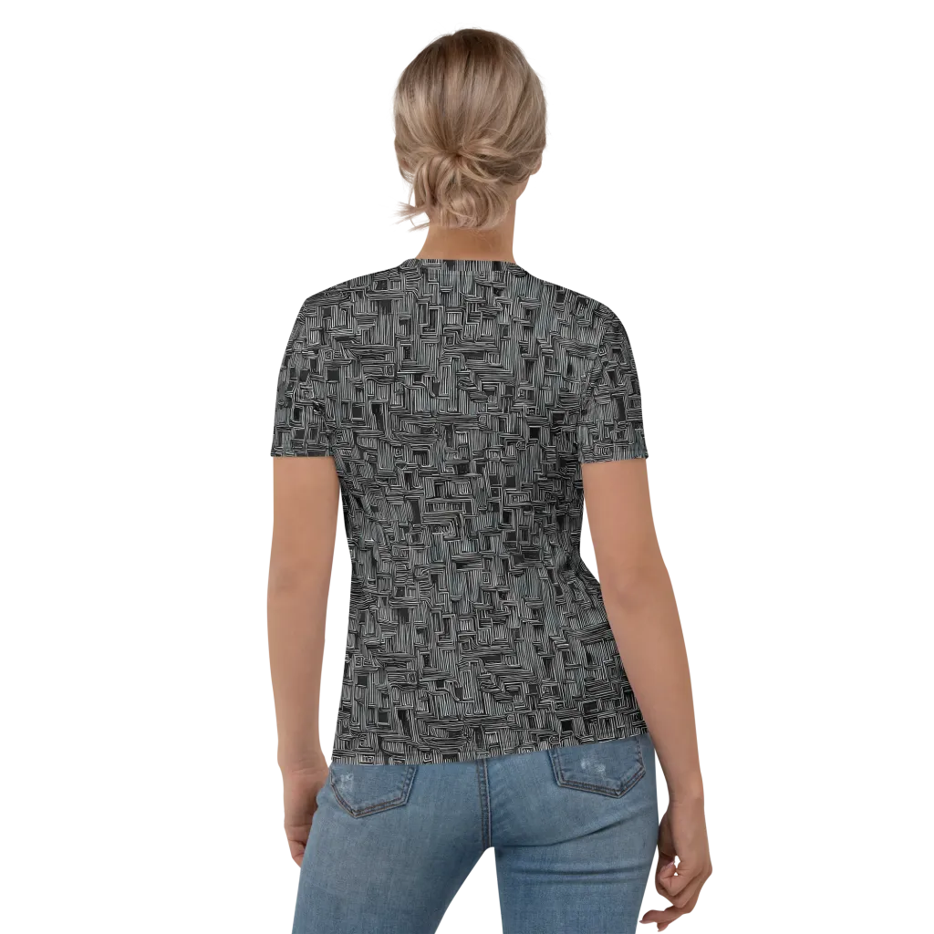 Linear Obsession on Women's Crew Neck T-Shirt — Back