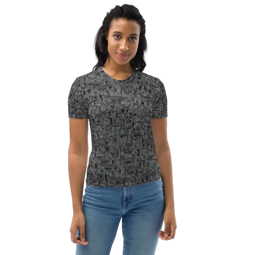 Linear Obsession on a Women's Crew Neck T-Shirt