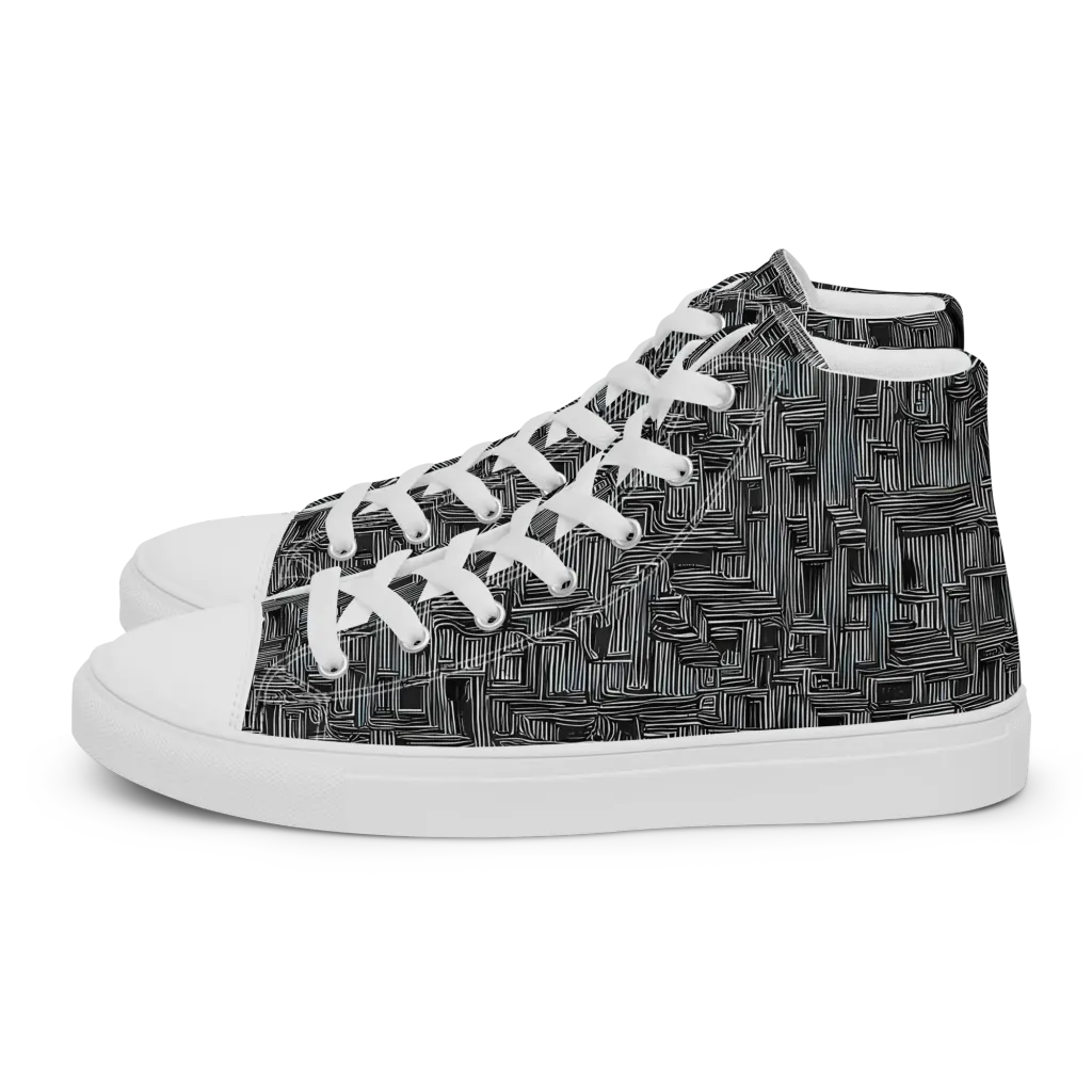 Linear Obsession on Women's High Top Canvas Shoes — Left
