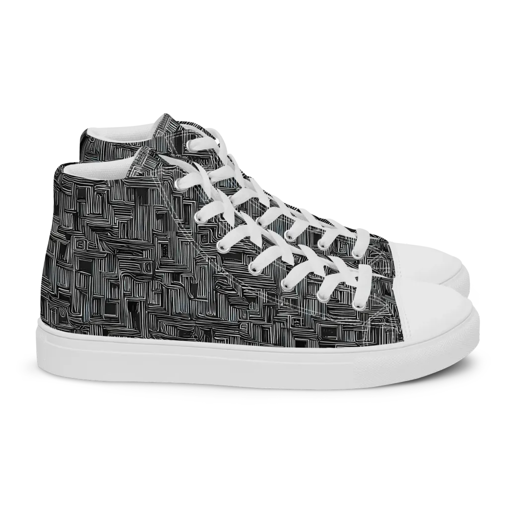 Linear Obsession on Women's High Top Canvas Shoes — Right