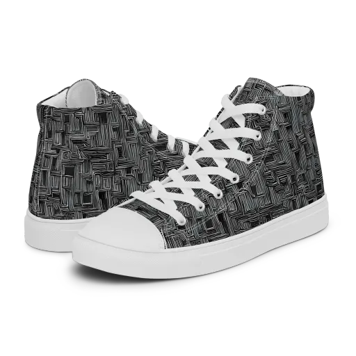 Linear Obsession on a Women's High Top Canvas Shoes