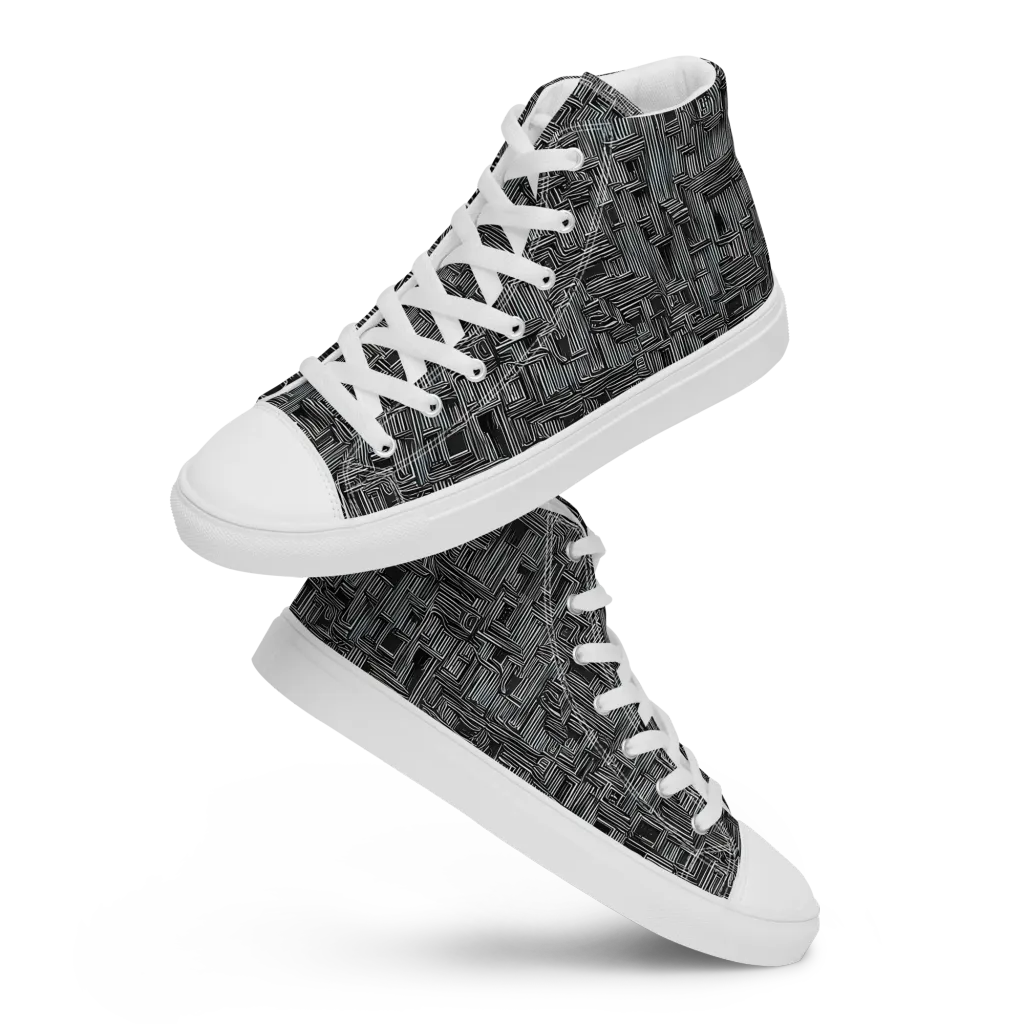 Linear Obsession on Women's High Top Canvas Shoes — Front