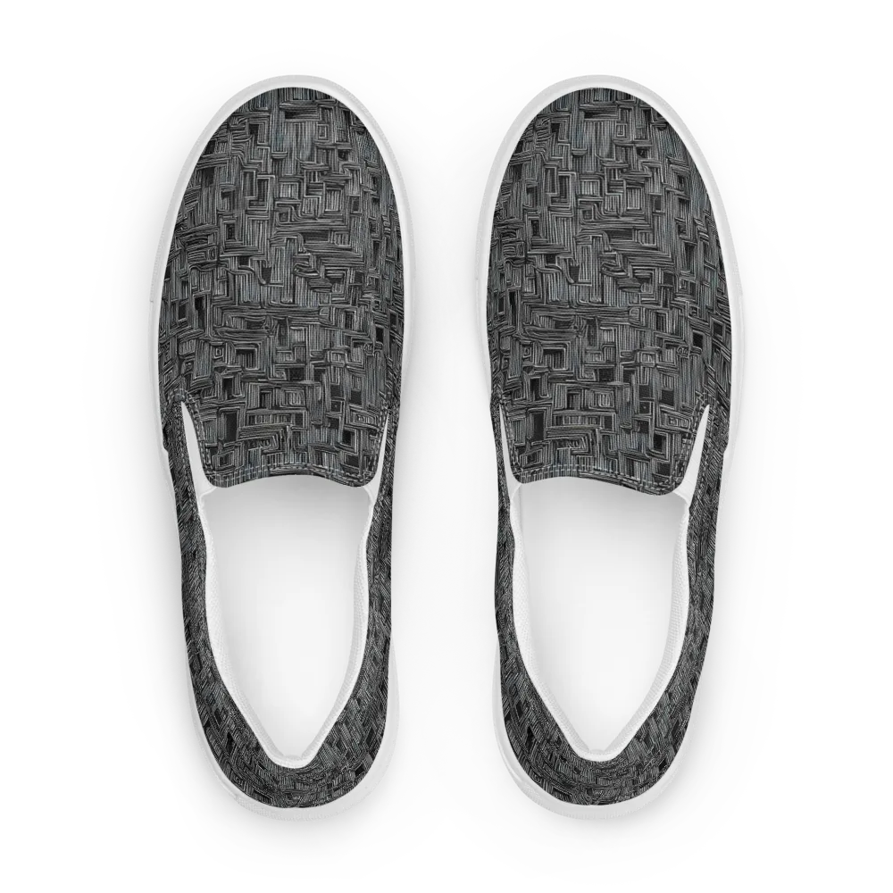 Linear Obsession on Men's Slip-On Canvas Shoes — Front