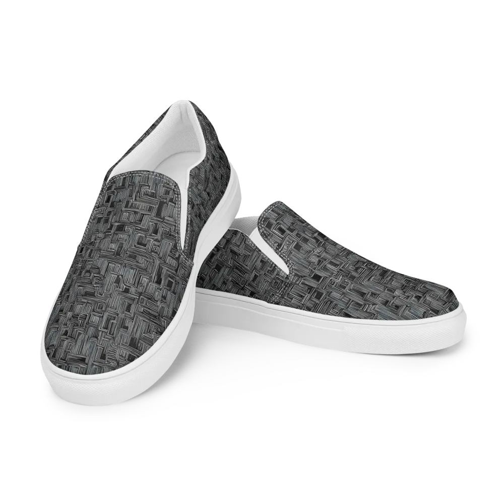Linear Obsession on Men's Slip-On Canvas Shoes — Left Front