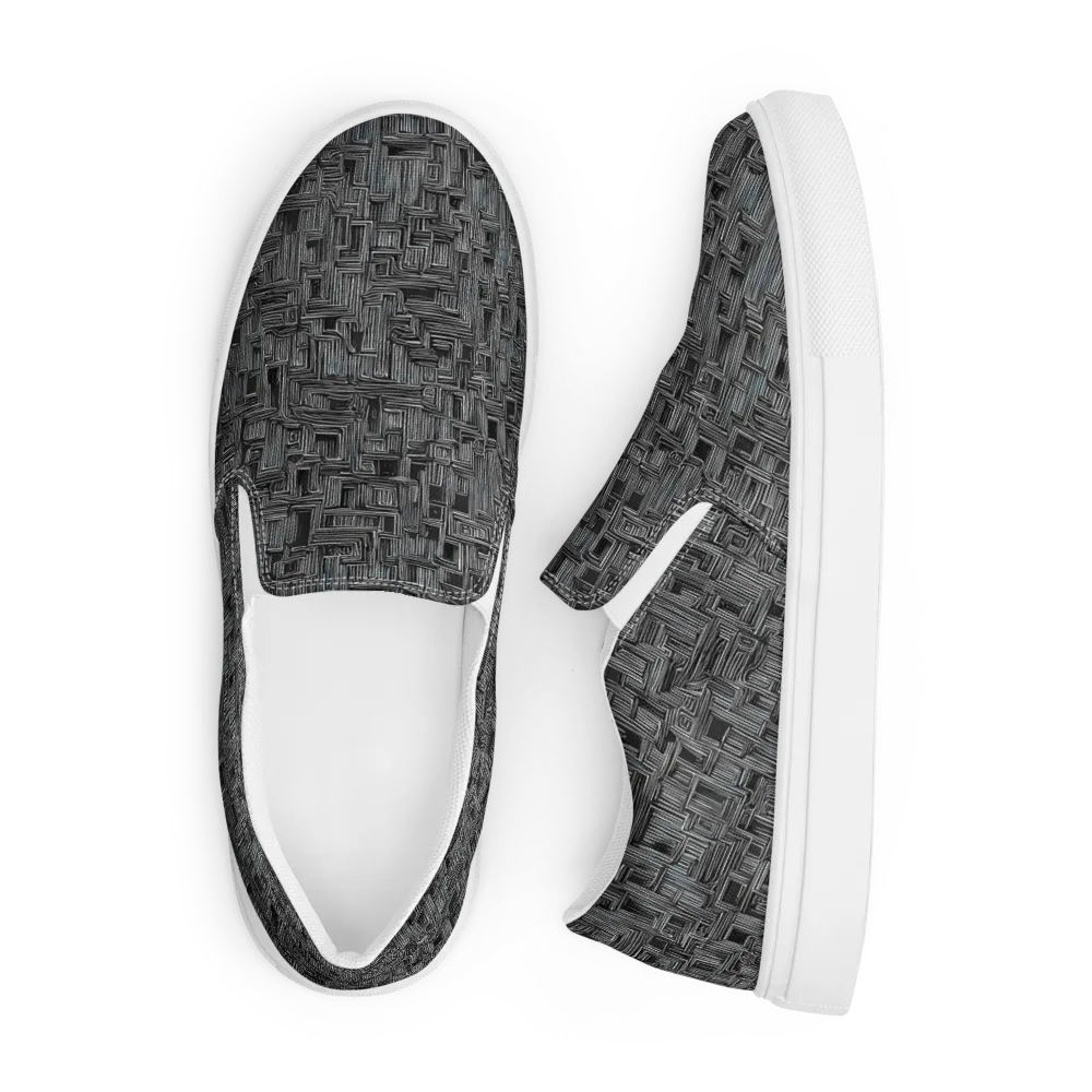 Linear Obsession on Men's Slip-On Canvas Shoes — Front