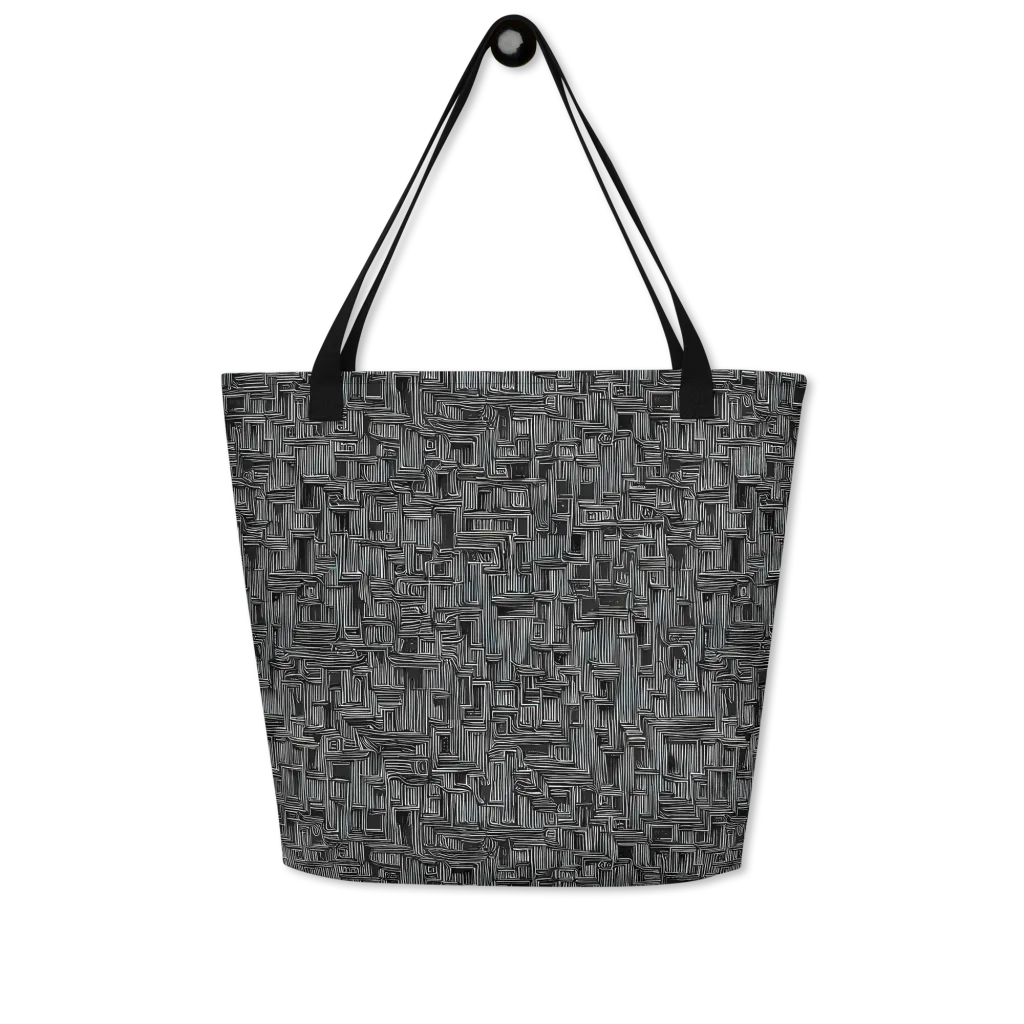 Linear Obsession on Large Tote Bag W/ Pocket — Front