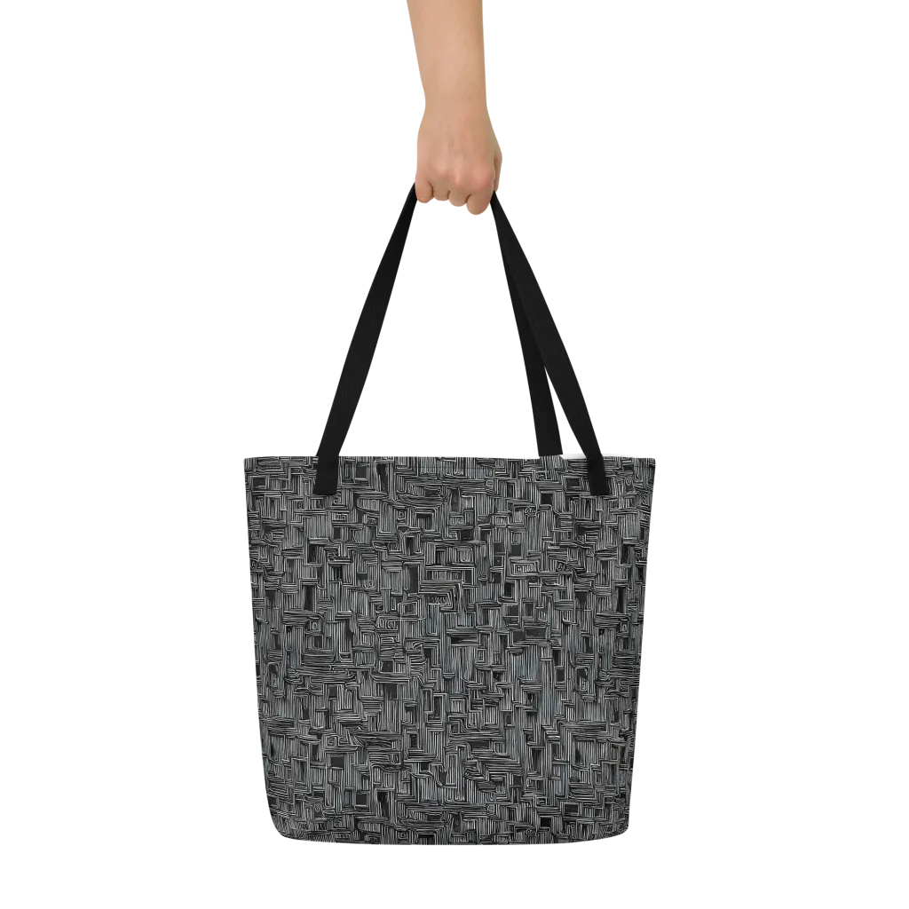 Linear Obsession on Large Tote Bag W/ Pocket — Front