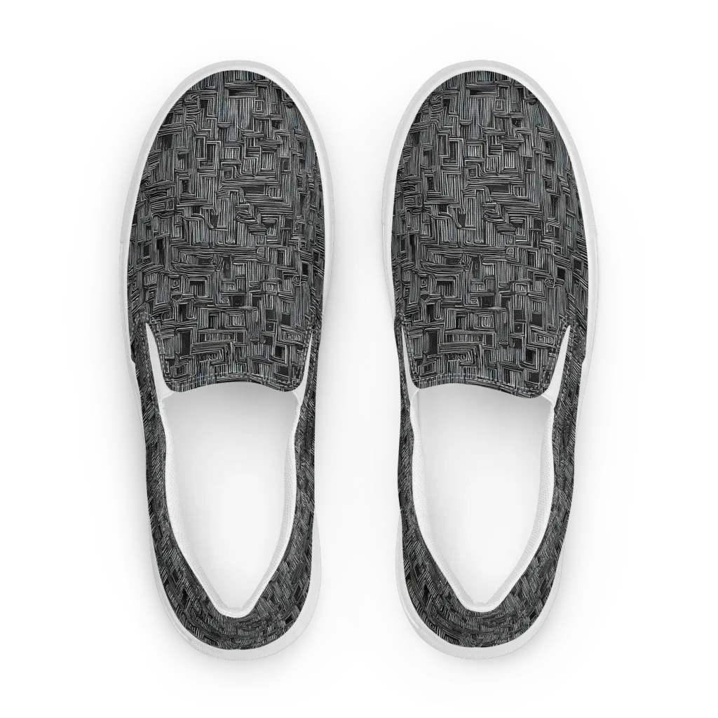 Linear Obsession on Women's Slip-On Canvas Shoes — Front