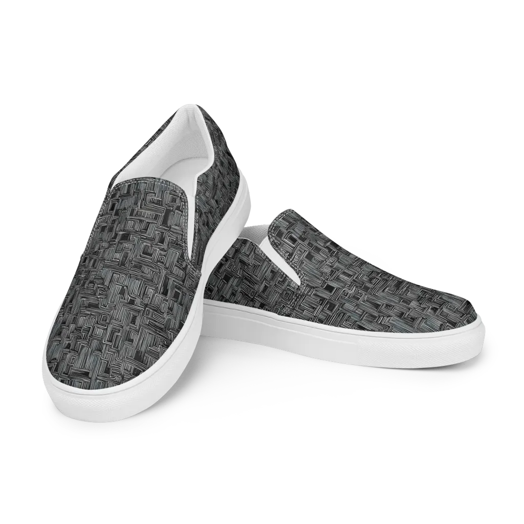 Linear Obsession on Women's Slip-On Canvas Shoes — Left Front