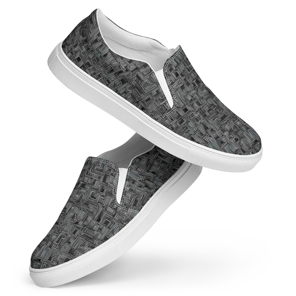 Linear Obsession on Women's Slip-On Canvas Shoes — Front