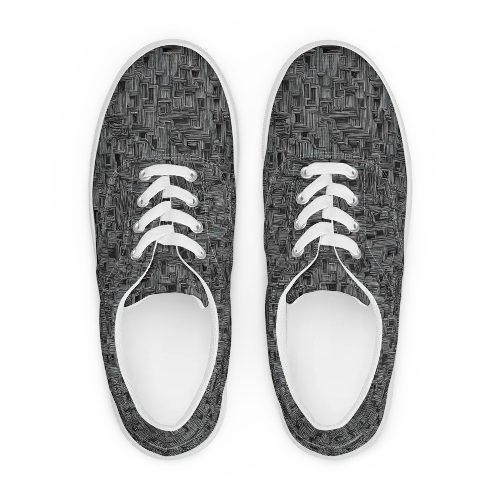 Linear Obsession on Men's Lace-Up Canvas Shoes — Front