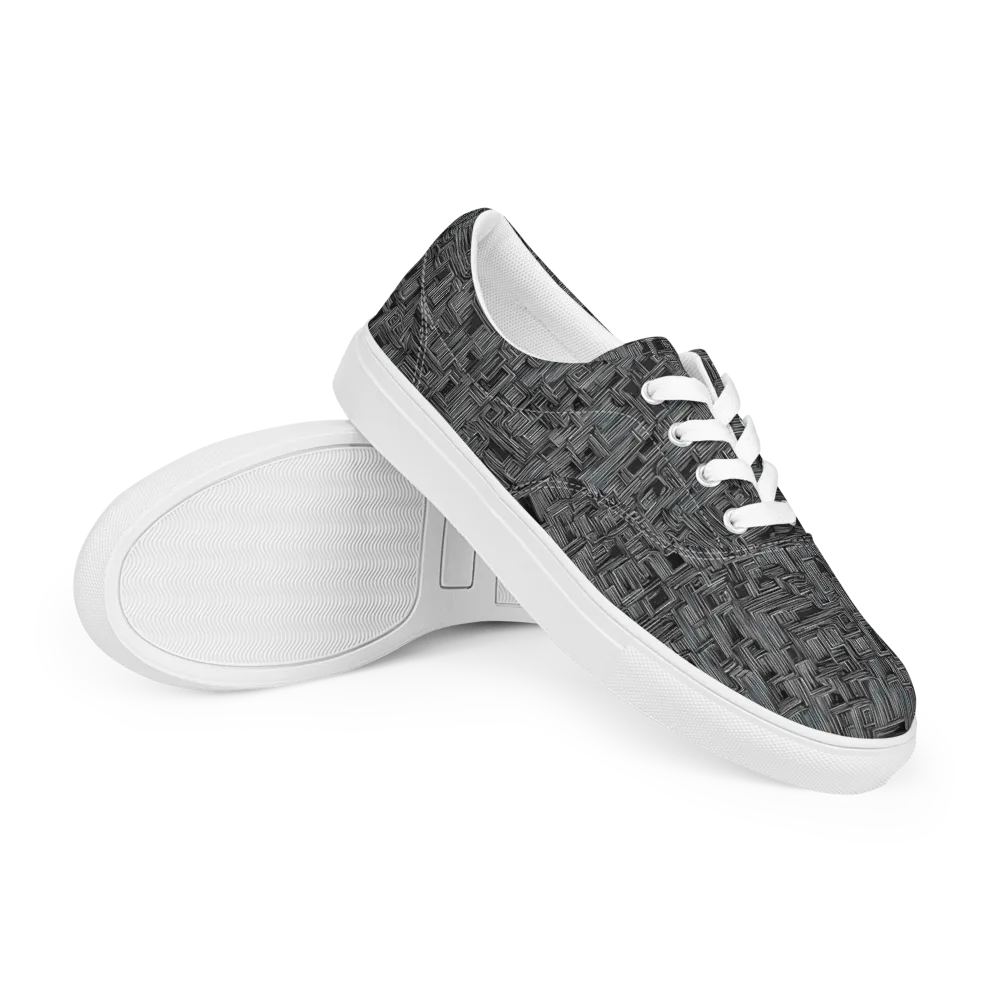 Linear Obsession on Men's Lace-Up Canvas Shoes — Right Front