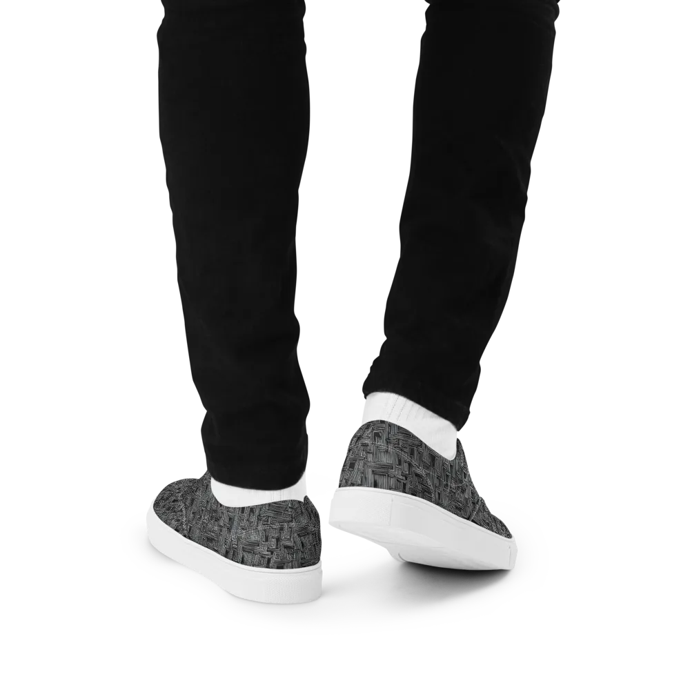 Linear Obsession on Men's Lace-Up Canvas Shoes — Back