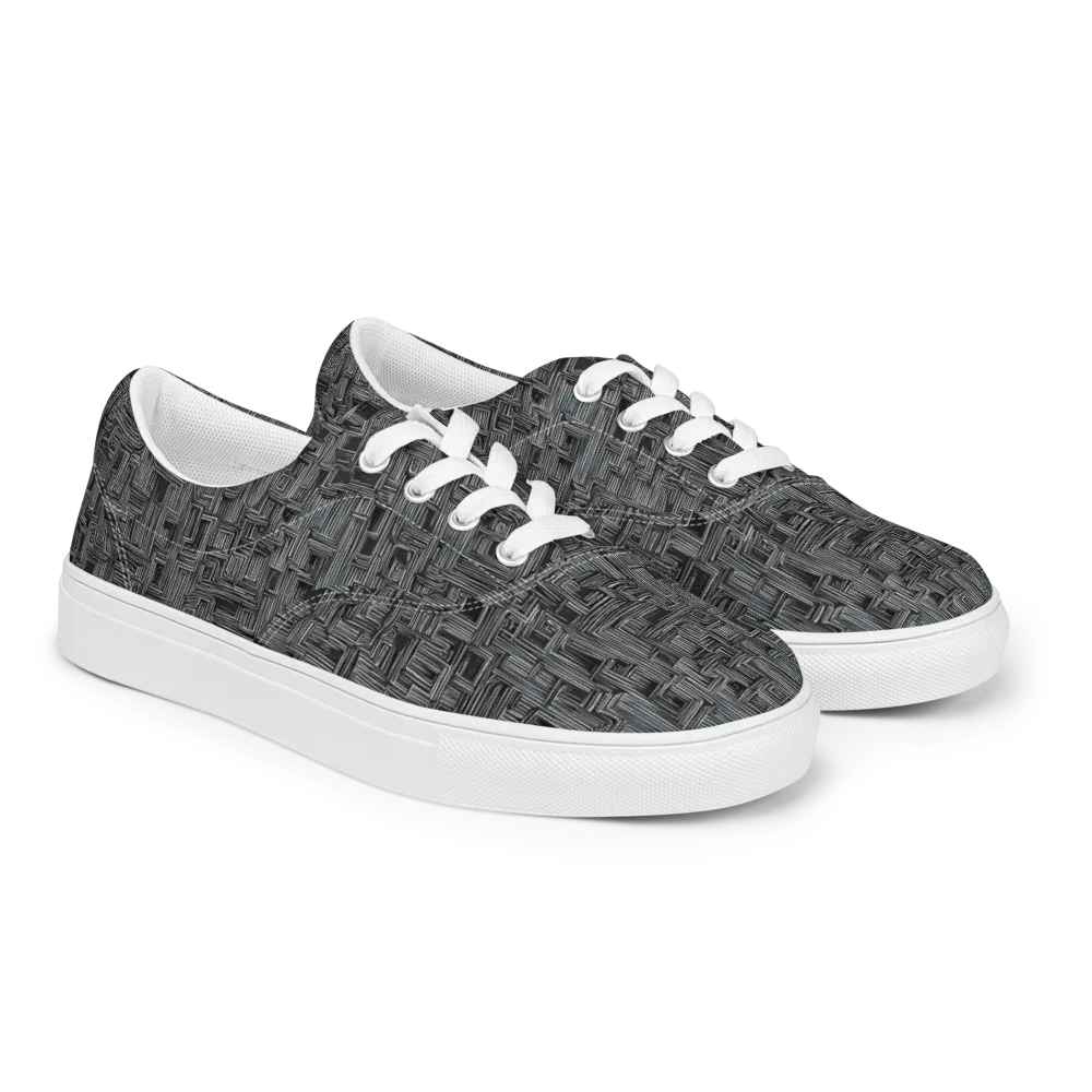 Linear Obsession on Men's Lace-Up Canvas Shoes — Right Front