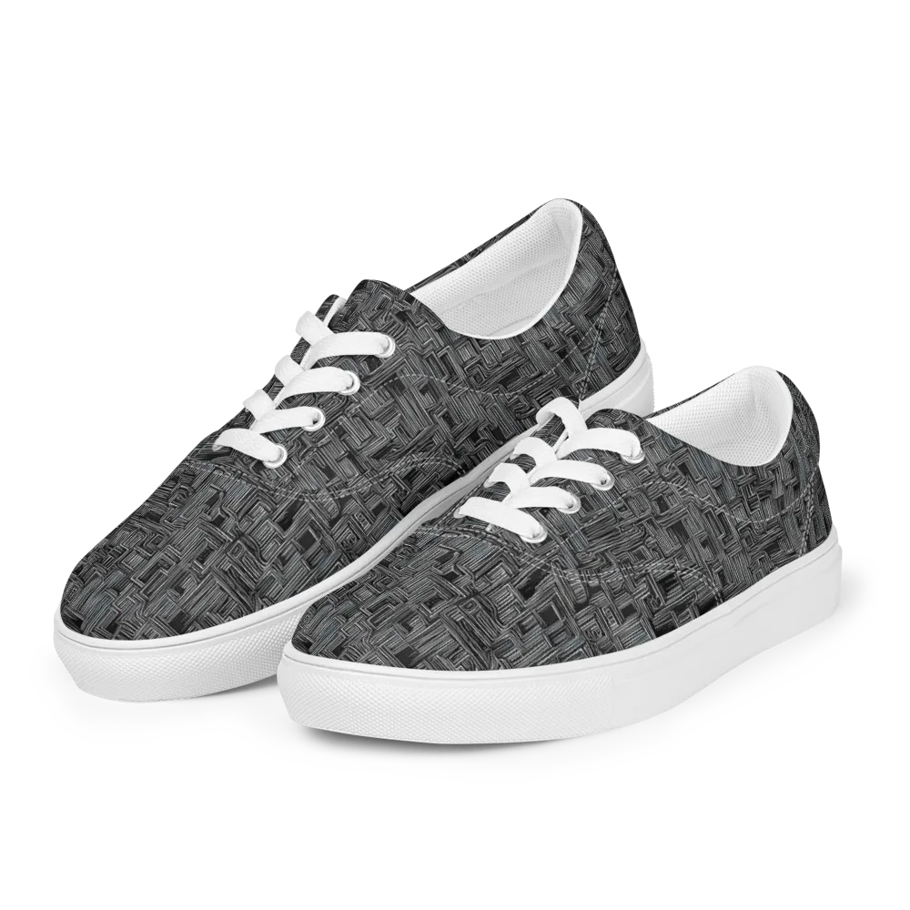 Linear Obsession on Men's Lace-Up Canvas Shoes — Left Front