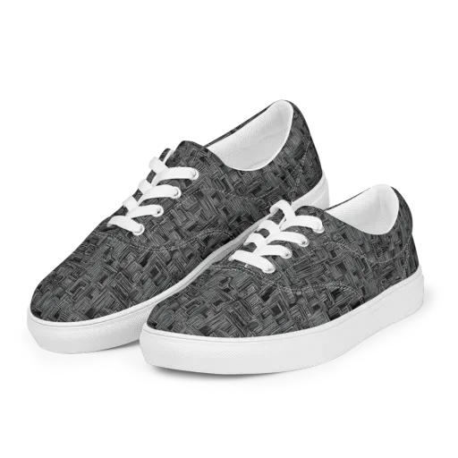 Linear Obsession on a Men's Lace-Up Canvas Shoes