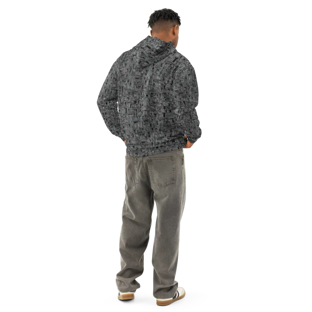 Linear Obsession on Cotton Hoodie — Back