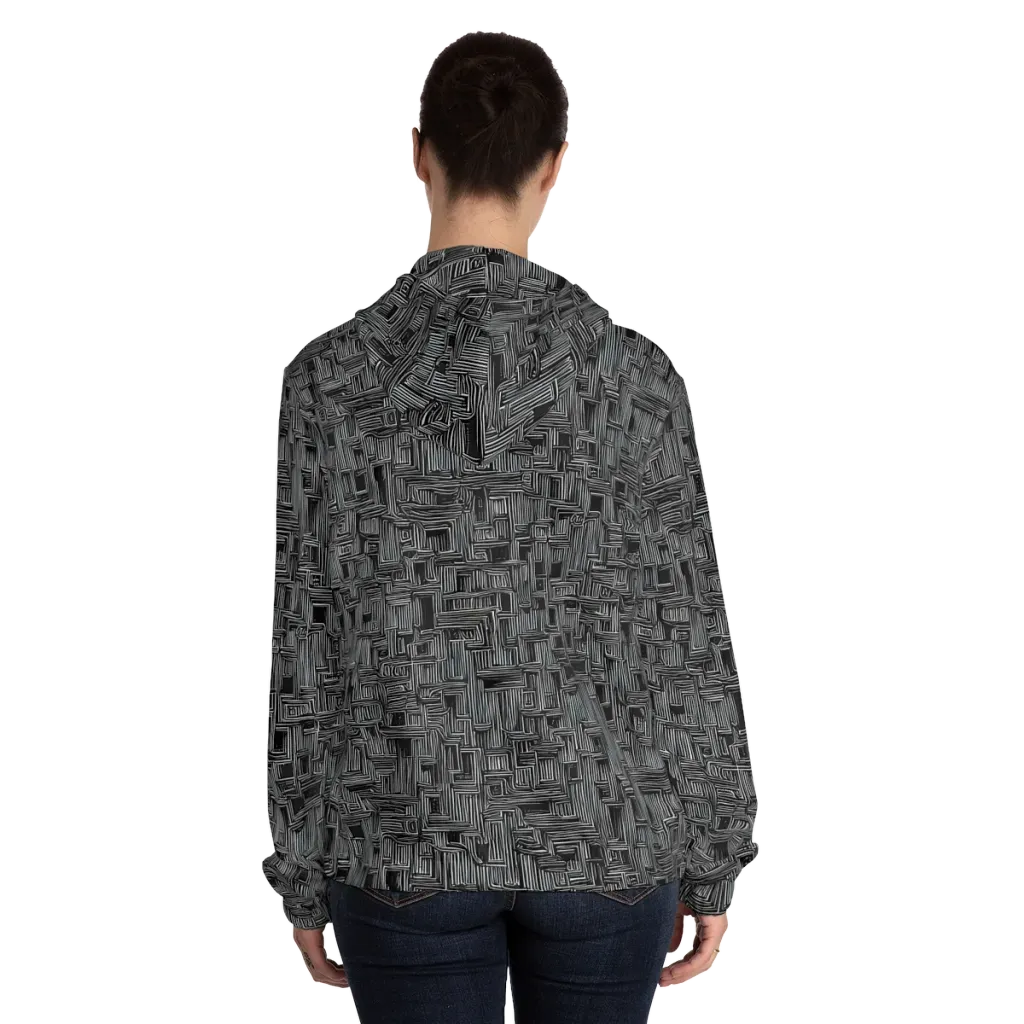 Linear Obsession on Women's Full-Zip Hoodie — Back On Person