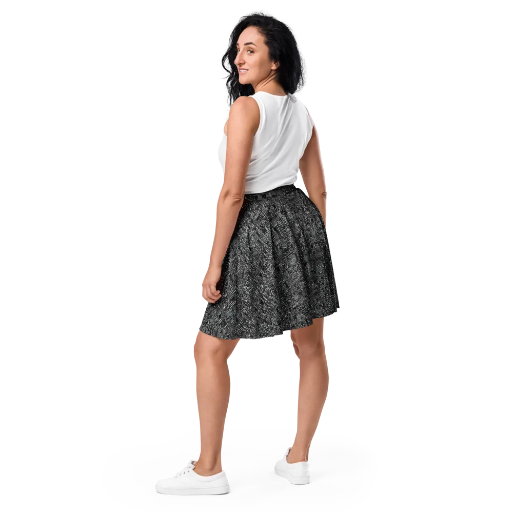 Linear Obsession on Skater Skirt — Back