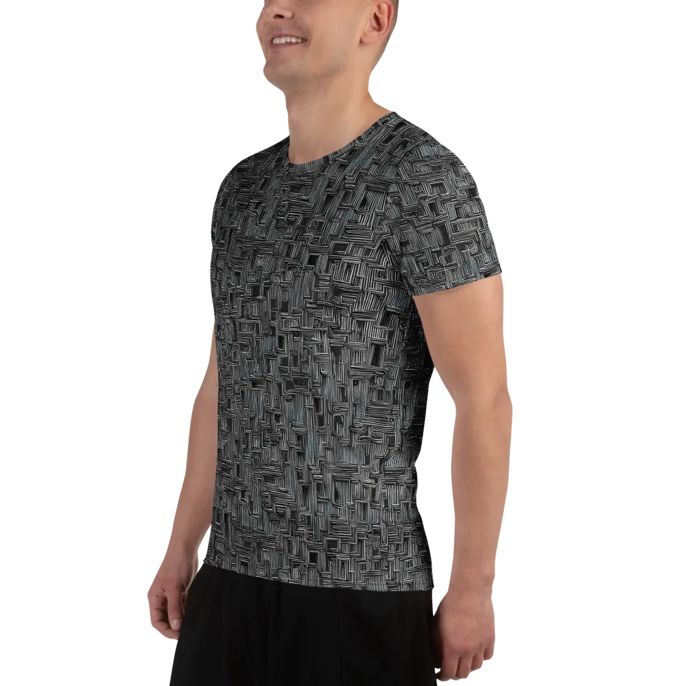 Linear Obsession on Men's Athletic T-Shirt — Left