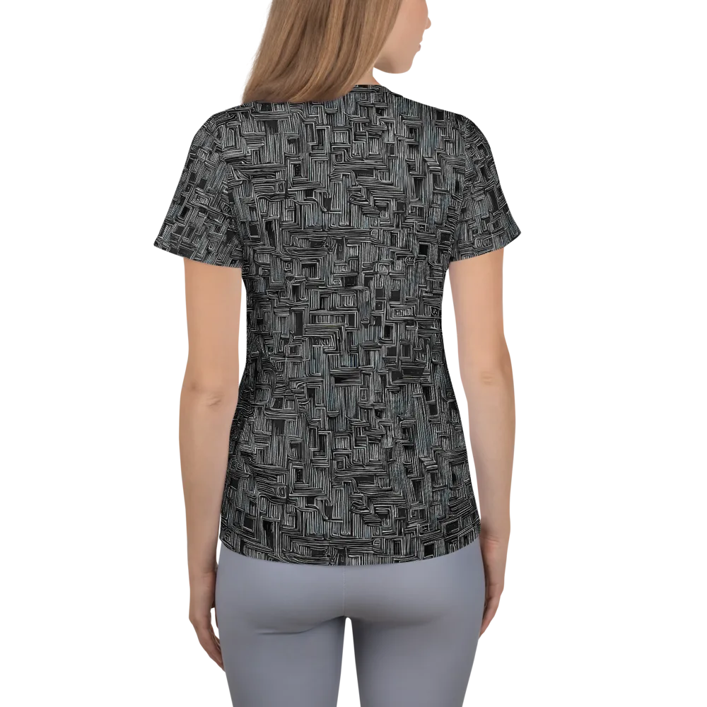Linear Obsession on Women's Athletic T-Shirt — Back