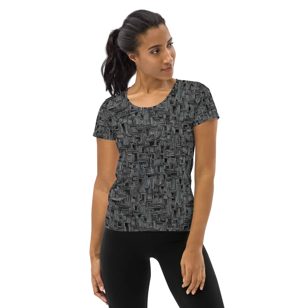 Linear Obsession on Women's Athletic T-Shirt — Front