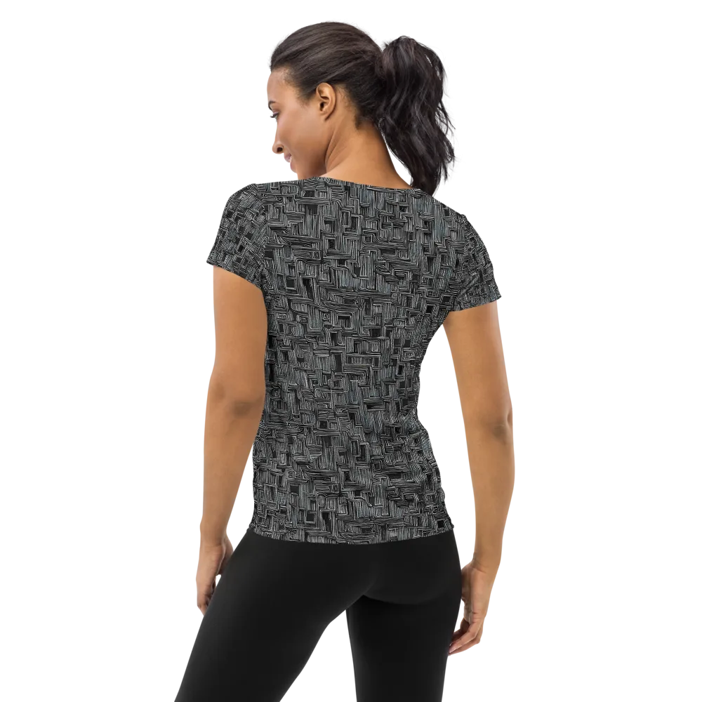 Linear Obsession on Women's Athletic T-Shirt — Back