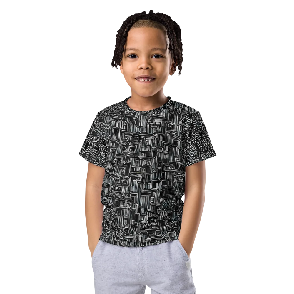 Linear Obsession on Kids Crew Neck T-Shirt — Front