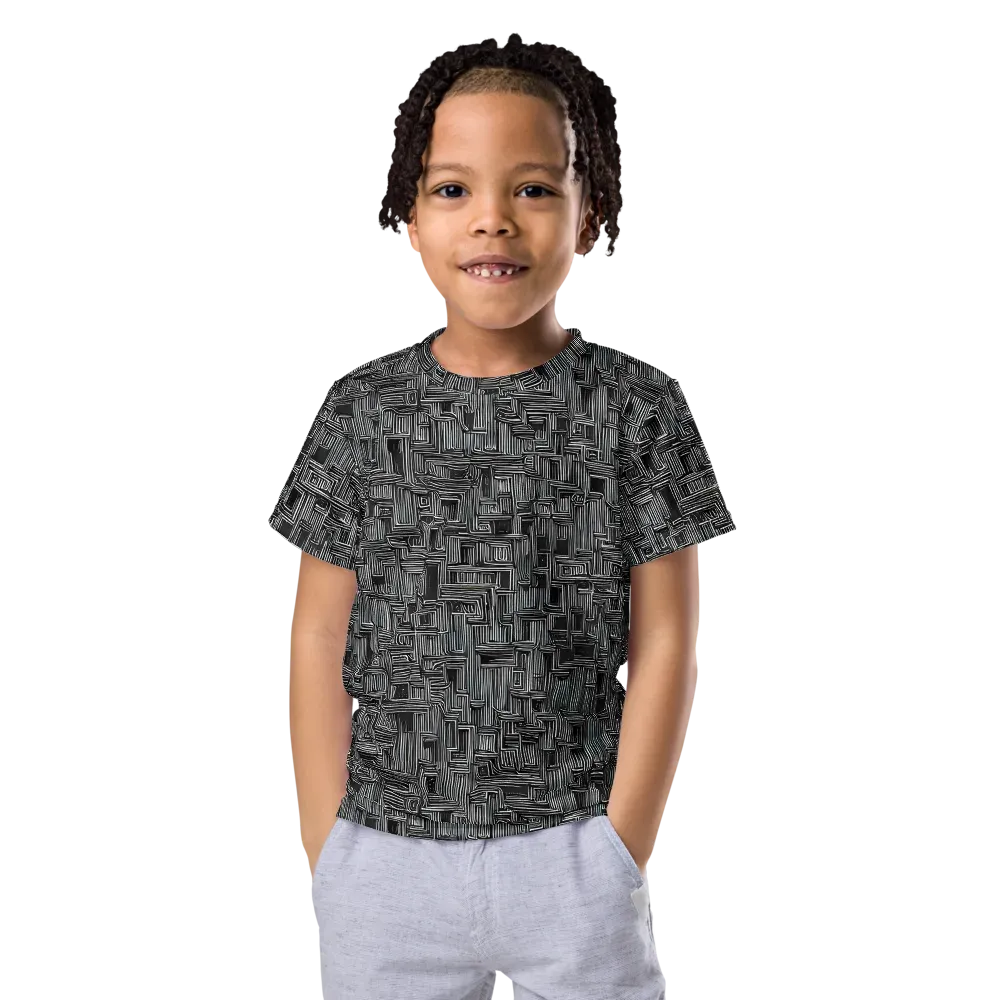 Linear Obsession on Kids Crew Neck T-Shirt — Front