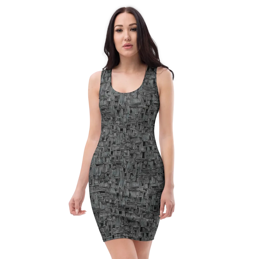 Linear Obsession on Bodycon Dress — Front