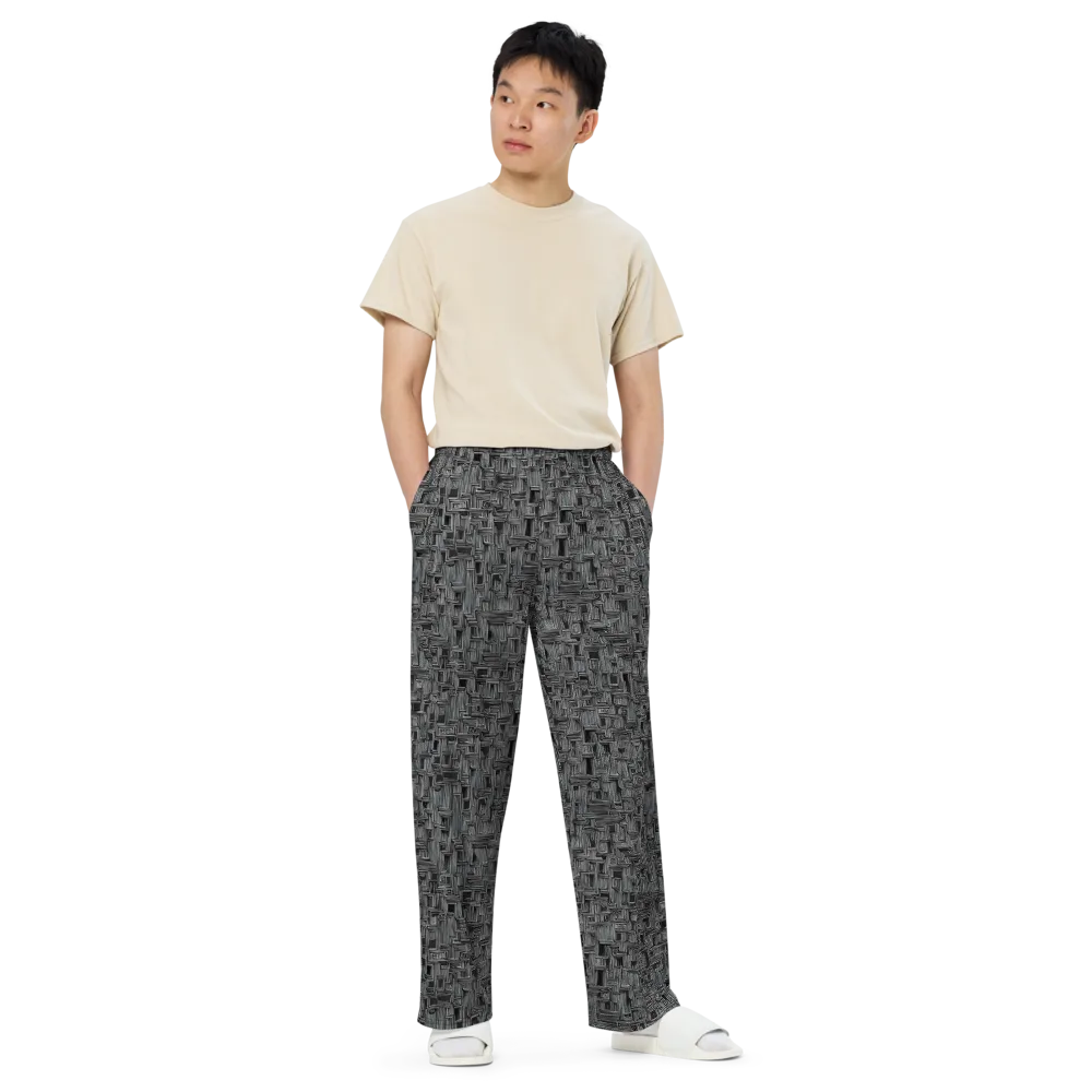 Linear Obsession on Wide-Leg Pants — Front