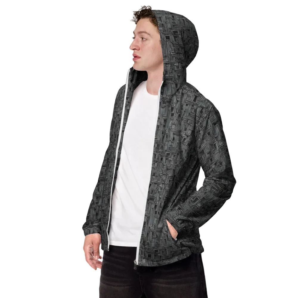 Linear Obsession on Men's Windbreaker — Left Front